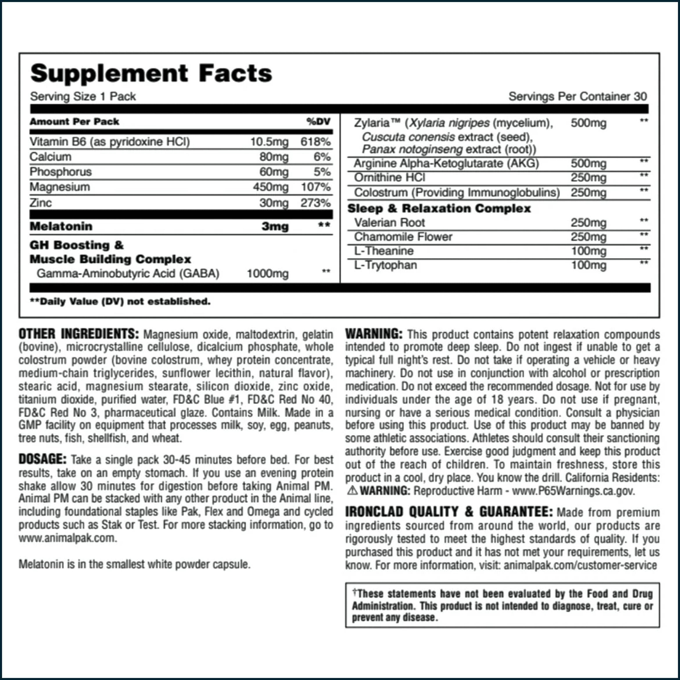 Animal PM Anabolic Recovery, 30 Packs