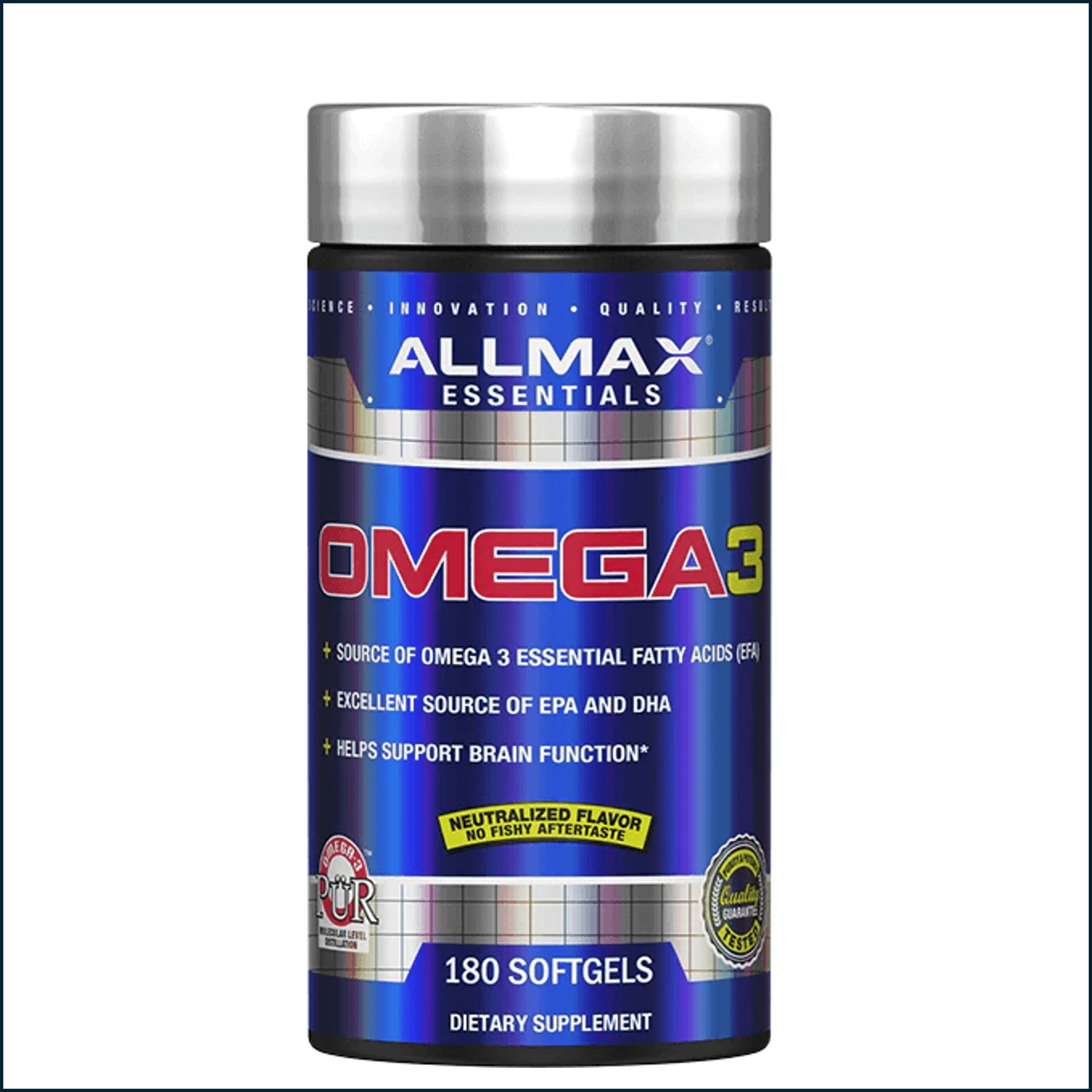 Allmax Omega 3 (Ultra-Pure Cold-Water Fish Oil) 1000mg, 180 Softgels